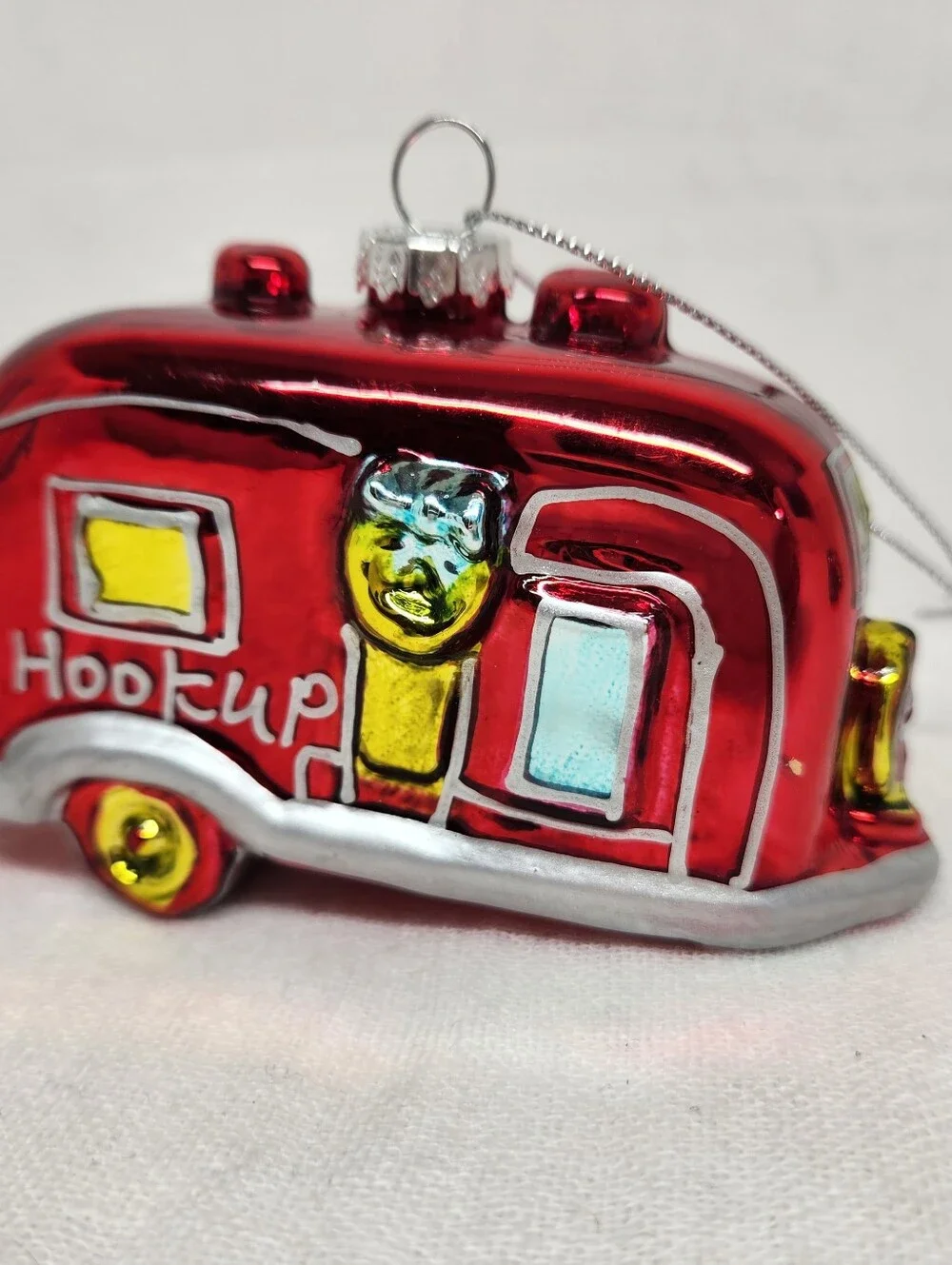 Camper RV Hookup Red Christmas Ornament Blown Glass